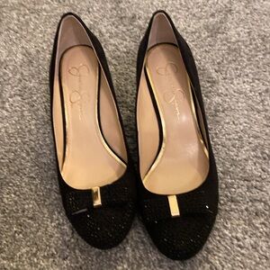 Black studded wedges